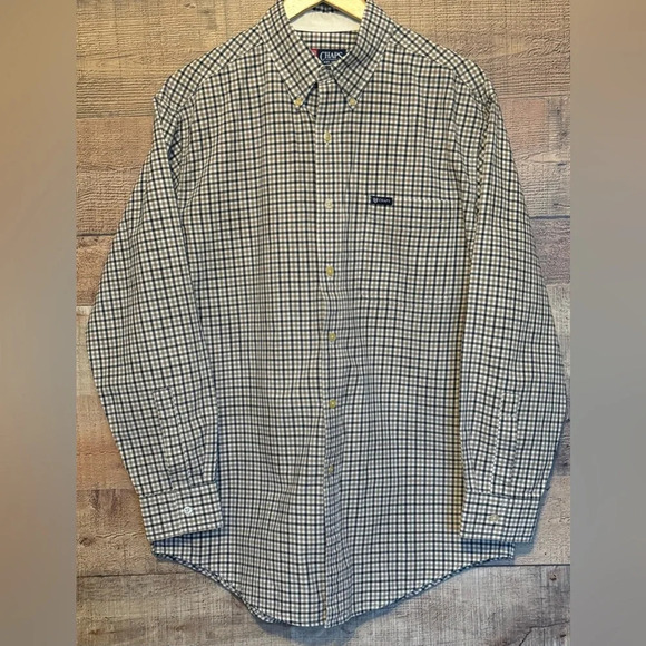 🌻Chaps Plaid Men’s Button Down LS Shirt sz Medium Office Business Casual - Picture 1 of 8